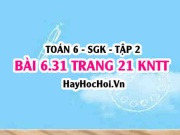 Bài 6.31 trang 21 Toán 6 Tập 2 Kết nối tri thức